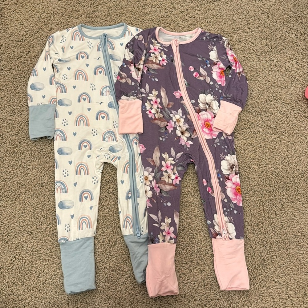 NWOT baby girl bamboo sleepers